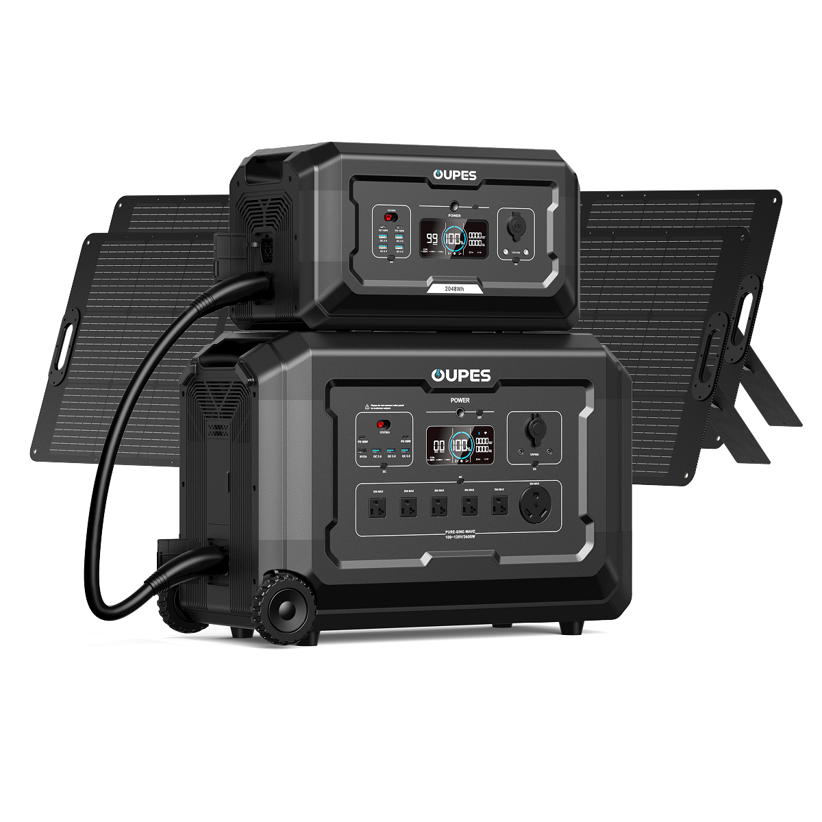 Mega 3 + B2 Extra Battery + 2*240W Solar Panel | Solar Generator Kit